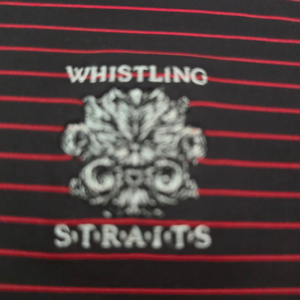 F&G Tech Polo Shirt Mens 2XL Black Red Excellent Whistling Straits Golf Striped - Picture 3 of 8